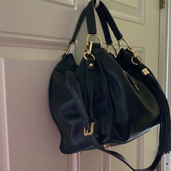 G.I.L.I. Got It Love It Black Pebble Leather Stirrup Satchel/NEW/NEVER USED!!! - Picture 3 of 9